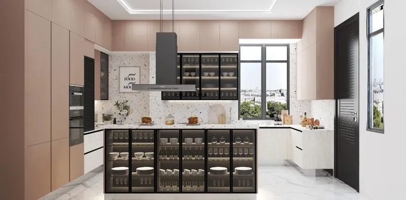 Modular kitchen with breakfast counter